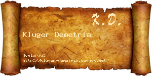 Kluger Demetria névjegykártya